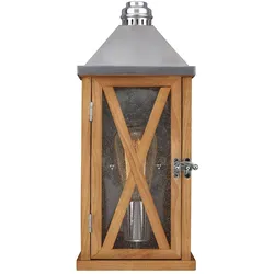 Licht-Erlebnisse Wandaußenleuchte ATELLA Eiche Holz Regenglas Metall IP44 LE57422