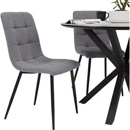 Homestyle4u Essgruppe mit 4 Stühlen 5 tlg Esstisch rund 110 cm Set Sitzgruppe Küchentisch Esszimmer Esszimmergruppe - Grau