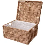 Vivanno Regalkorb Kira mit Deckel aus Wasserhyazinthe 34 x 41 x 29 cm beige