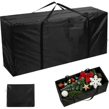 AiQInu Aufbewahrungstasche Gartenauflagen, Oxford Auflagentasche Wasserdicht für Auflagen, Schutzhülle Polsterauflage Schwarz, Kissen Aufbewahrung Outdoor mit Tragegriff - 122x40x55cm