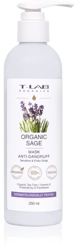 T-LAB Organics Organic Sage Anti-Dandruff Mask feuchtigkeitsspendende Maske für die Haare 250 ml