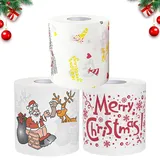 3 Rollen Toilettenpapier Weihnachten,Weihnachts Toilettenpapier,Klopapier Weihnachten,Lustige Weihnachten Toilettenpapier,Lustige Neuheit Toilettenpapier,Toilettenpapier Weihnachtsmotiv