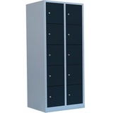 Classix Schließfachschrank anthrazit, lichtgrau X-523528, 10 Schließfächer 80,0 x 50,0 x 180,0 cm