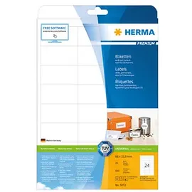 Herma Universaletiketten 5053 Weiß 66,0 x 33,8 mm 25 Blatt