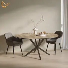 livinity® Firenze Ø 120 cm Schwarz/Eiche rustikal