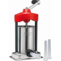 Friedr. Dick F. DICK HTW Hausschlachter-Tischwurstfüller 3 Liter/5 lb (für Hobbyköche, Jäger und BBQ-Fans, Wurstf, Fleischwolf, Silber, Rot