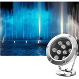 OrbitCob® LED Unterwasserstrahler 24V Sicherheitsspannung Edelstahl IP68 Wasserdicht - Verstellbarer Teichstrahler für Schwimmbad, Wasserfontäne, Wasserwand & Gartengestaltung(Blau,9W)