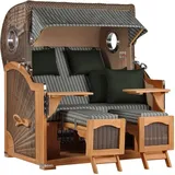 Mr. Deko Strandkorb Düne Grande Bullauge Teak PE Grey Dessin 504
