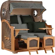Mr. Deko Strandkorb Düne Grande Bullauge Teak PE Grey Dessin 504