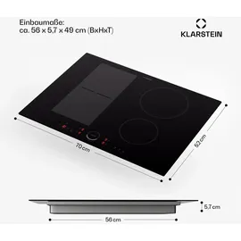 Klarstein Induktionskochfeld, Glaskeramik Kochfeld, 7000W Induktionskochfeld mit 4 Platten, Einbau-Induktionskochfeld mit Touch-Display und Timer,