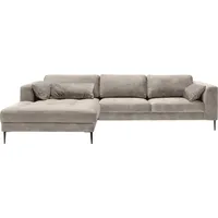 TRENDMANUFAKTUR Ecksofa »Luzi, wahlweise mit Schlaffunktion und Bettkasten bestellbar, L-Form«, Designsofa mit tollem Sitzkomfort, Metallfüße schwarz, Breite 280 cm grau