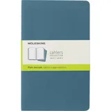 Moleskine Cahier Journal, Set 3 Notebooks with Plain Pages, Cardboard Cover with Visible Cotton Stiching, Colour Brisk Blue, Large 13 x 21 cm, 80 Pages