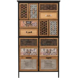 Mendler Apothekerkommode 136 x 73 x 35 cm natur/bunt Metalloptik