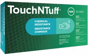 Ansell Einmalhandschuhe TouchNTuff® 92-600, Schutzhandschuh bietet Schutz vor gefährlichen Chemikalienspritzern, 1 Packung = 100 Stück, Größe 9,5 - 10