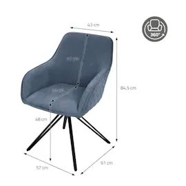 ML-Design Esszimmerstühle drehbar 4er Set Textil Webstoff Blau Drehstuhl