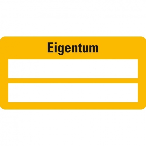 Aufkleber I Inventaretikett Eigentum, gelb, Dokumentenfolie, selbstklebend, 60x30mm, 9/Bogen