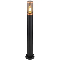 Stehleuchte, Edelstahl, schwarz, rauch, Kupfer, H 80 cm