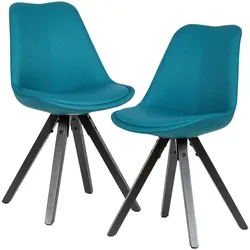 KADIMA DESIGN 2er Set Esszimmerstuhl Petrol mit schwarzen Beinen Stuhl Skandinavisch, Polsterstuhl mit Stoff-Bezug, Design Küchenstuhl