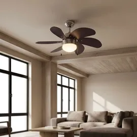 ETC Shop Deckenventilator 75 cm Zugschalter Braun