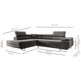 m-punkt Ecksofa Samt 3-Sitzer Grau