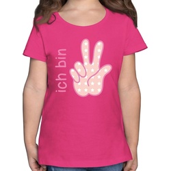 Shirtracer T-Shirt Ich bin drei Zeichensprache rosa – 3. Geburtstag – Mädchen Kinder T-Shirt tshirt 3 jahre – 3.geburtstag mädchen rosa 104 (3/4 Jahre)