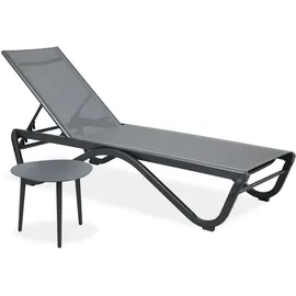 beautysofa SOMNENLIEGE Marina, 5-stufige Verstellung der Rückenlehne, mit Tisch, Metallrahmen, Grau