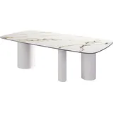 DeLife Esstisch Edge Boot 240x120 Keramik Calacatta Luxe Weiß-Gold-Grau Troa Metall Weiß