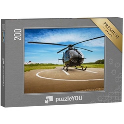 puzzleYOU Puzzle Hubschrauber auf dem Hubschrauberlandeplatz, 200 Puzzleteile, puzzleYOU-Kollektionen Fahrzeuge