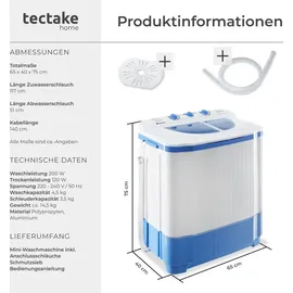 Tectake Mini-Waschmaschine Toplader (4.5 kg)