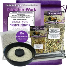 mytobaq Räuchern GEGEN Negative Energie 7-TLG Set energetische HAUSREINIGUNG mit RÄUCHERMISCHUNG + WEIHRAUCH & MYRRHE, Räucherschale, Räucherkohle, Anl...