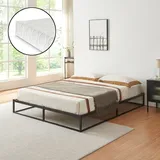 Metallbett Trerunta mit Matratze 140 x 200 cm Stahl Schwarz [en.casa]