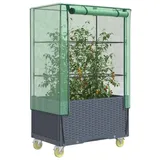 vidaXL Hochbeet mit Aufsatz und Rollen Rattan-Optik 80x50x182 cm