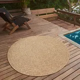 The CarPET Teppich THE CARPET "Kansas", beige (natur), H:1mm Ø:120cm, Polypropylen, Teppiche, Teppich, moderner robuster In und Outdoor Teppich Jute Look