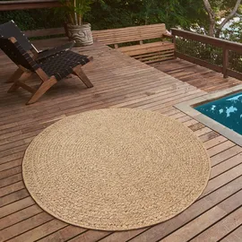 The CarPET Teppich THE CARPET "Kansas", beige (natur), H:1mm Ø:120cm, Polypropylen, Teppiche, Teppich, moderner robuster In und Outdoor Teppich Jute Look