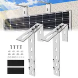 Aolawco 2 Stück Solar Balkonkraftwerk Halterung Balkon Haken Set, Verstellbare Balkonhalterung für Solarmodule, Solarpanel Halterung kein Bohren Erforderlich für Solarmodul Runde Eckig Balkongelände