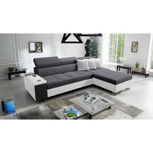 kaiser möbel Bequemes Ecksofa mit Schlaffunktion MORENA I MINI Kunstleder/Sawana Weiß/Graphit Rechts