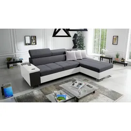 kaiser möbel Bequemes Ecksofa mit Schlaffunktion MORENA I MINI Kunstleder/Sawana Weiß/Graphit Rechts