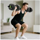 SPORTNOW Hantel-Set verstellbar 20 KG, mit Verbindungsrohr, (Hantelset, Kurzhantel Set), für Krafttraining Zuhause Fitnessstudio grün