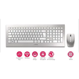 Cherry DW 8000 Wireless Tastatur DE Set weiß/silber