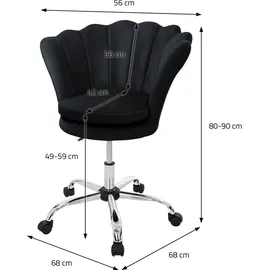 ML-Design Bürostuhl 2Er Set Drehstuhl Höhenverstellbar aus Samt Schwarz