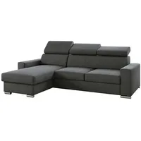 M-punkt Ecksofa Bari Webstoff Grau mit Bett und Bettkasten,
