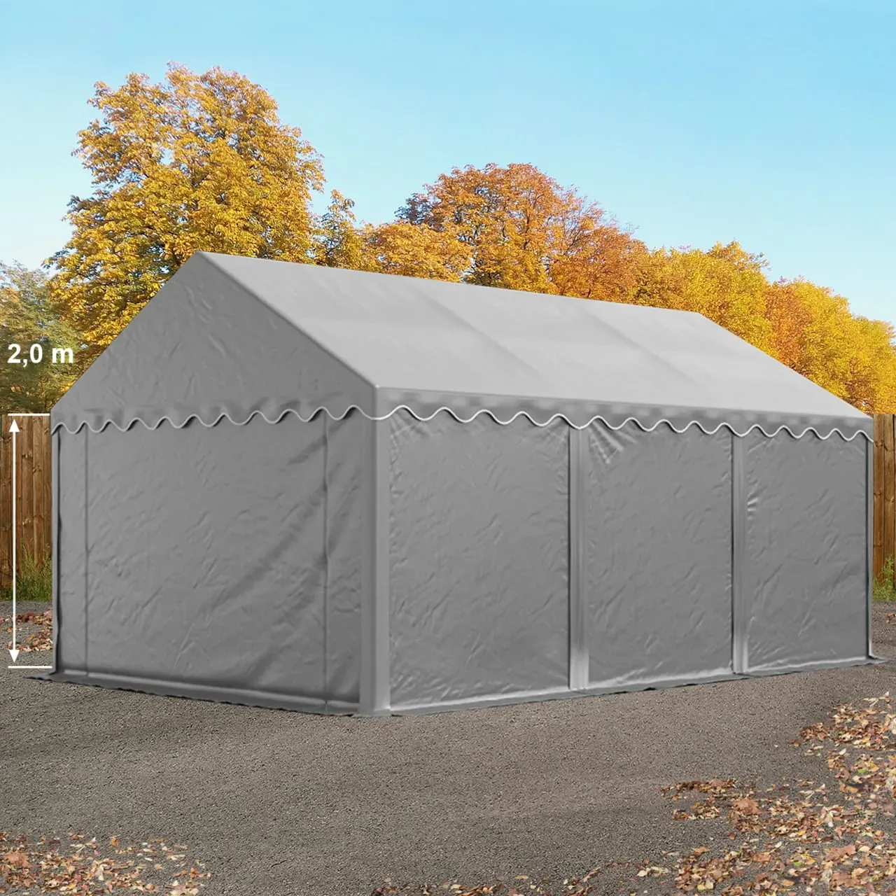TOOLPORT  Tenda capannone 3x6m, Telo in PVC, grigio - (2332)