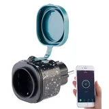 Luminea Home Control Outdoor-WLAN-Steckdose mit Energiekostenmesser, App, 3.680 Watt (16 A)