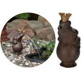 Trendkontor Wasserspeier Froschkönig 22cm inkl. Pumpe Teich Dekoration Gartenfigur Gusseisen