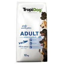 TropiDog Premium Adult mittlere und große Rassen reich an Lachs und Reis 12 kg