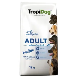 TropiDog Premium Adult mittlere und große Rassen reich an Lachs und Reis 12 kg