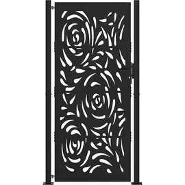 vidaXL Gartentor Schwarz 105x205 cm Stahl Flammen-Design