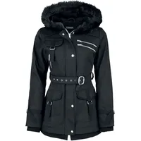 Gothicana by EMP Damen schwarze Winterjacke mit Taillengürtel 4XL - 4XL