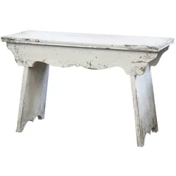 Chic Antique Holzbank Alte französische Bank aus Fichtenholz Cremefarben
