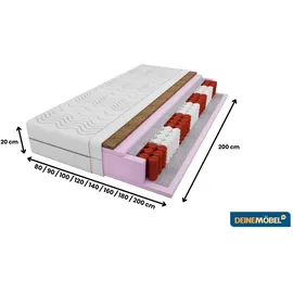 Deine Möbel 24 Taschenfederkernmatratze, Weiß, H4, 140x200 cm, atmungsaktiv, antibakteriell, Schlafzimmer, Matratzen Shop, Matratzen, Taschenfederkernmatratzen
